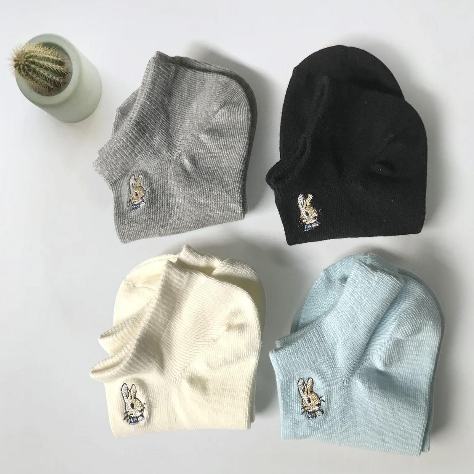 4 пары женских носков с вышивкой кролика, короткие хлопковые носки, фото №7