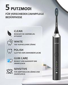 Звукова зубна щітка Lächen 5 програм футляр Чорна synthetic.ua - Фото 1