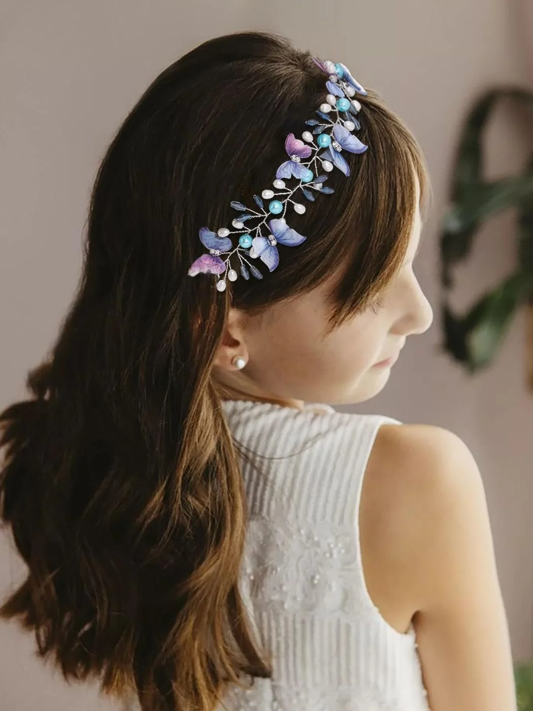 Обруч для волосся Дитячий IYOU Квітка Метелик Блакитний, фото №4