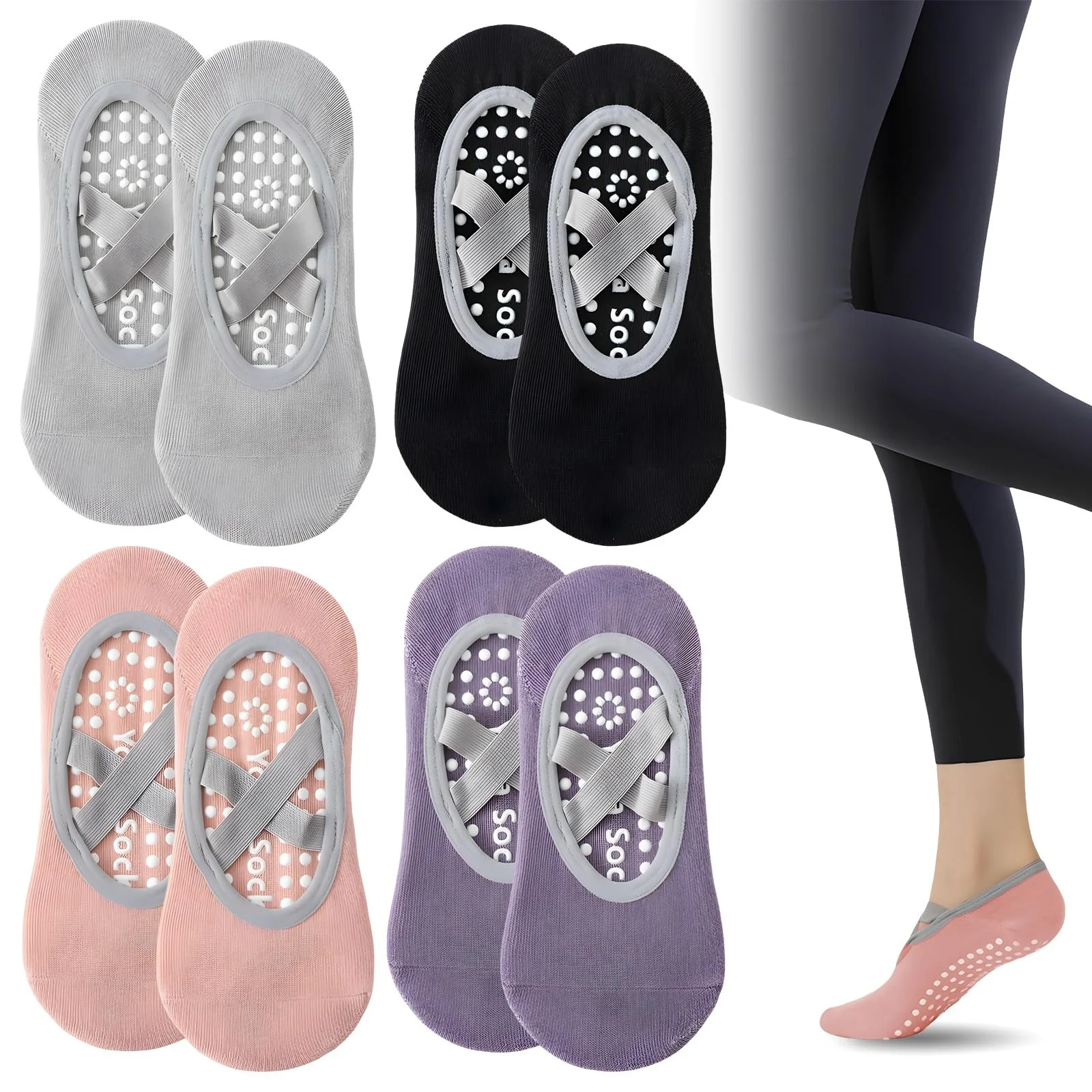 Шкарпетки для йоги 4 пари, фото №1