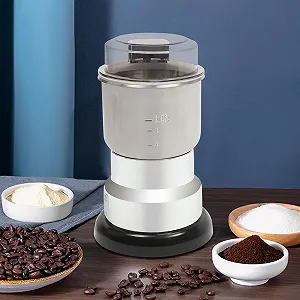 Електрична кавомолка, подрібнювач спецій, млин для зерна 300 Вт, 22000 об/хв, об'єм 500 мл, нержавіюча сталь з щіткою та ложкою synthetic.ua - Фото 1