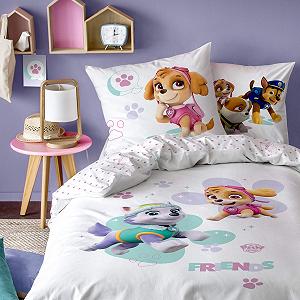 Комплект постільної білизни Paw Patrol з 2 предметів для дівчаток Skye & Everest - 1 наволочка 80 x 80 см + 1 підковдра 135 x 200 см - 100% бавовна - Фото 1