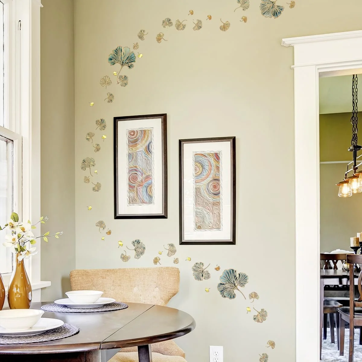 Наклейка на стіну WandSticker4U Листя гінкго 20 x 30 см золотий/зелений 3 шт, фото №6