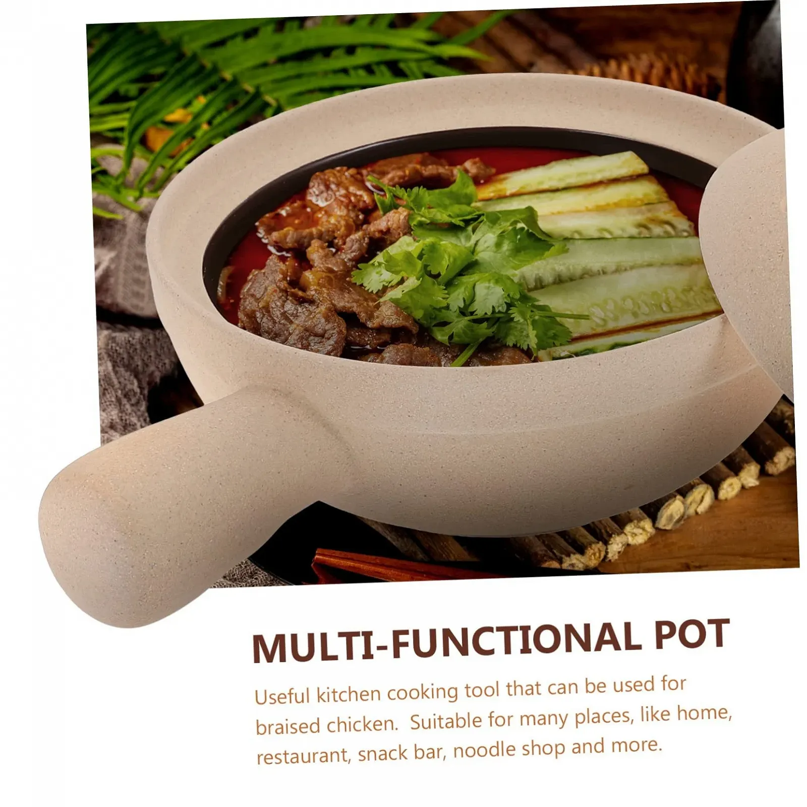 Ківш керамічний SOLUSTRE для тушкування з кришкою термостійкий, фото №4