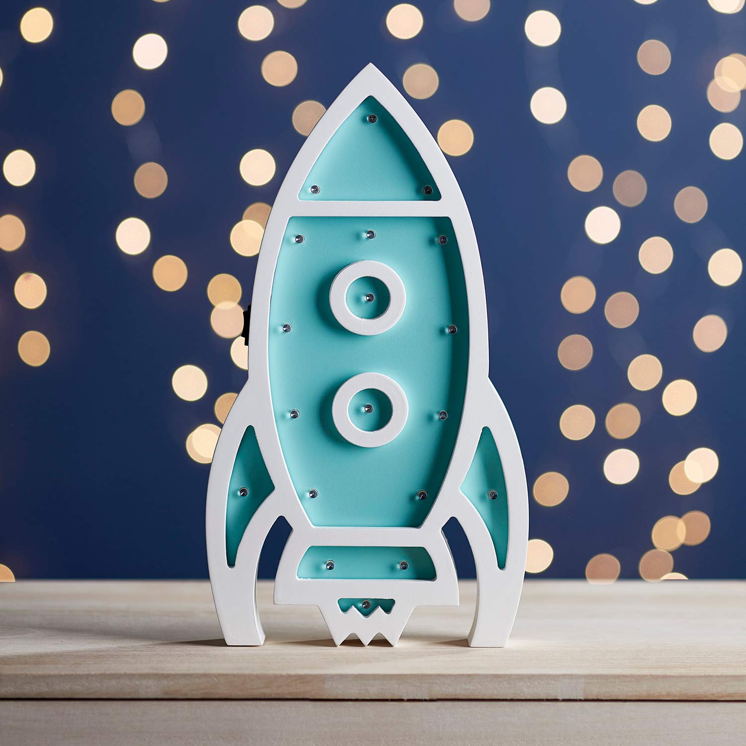 Светильник Lights4fun LED Деревянный Ракета Таймер Теплый белый Батарейный, фото №2