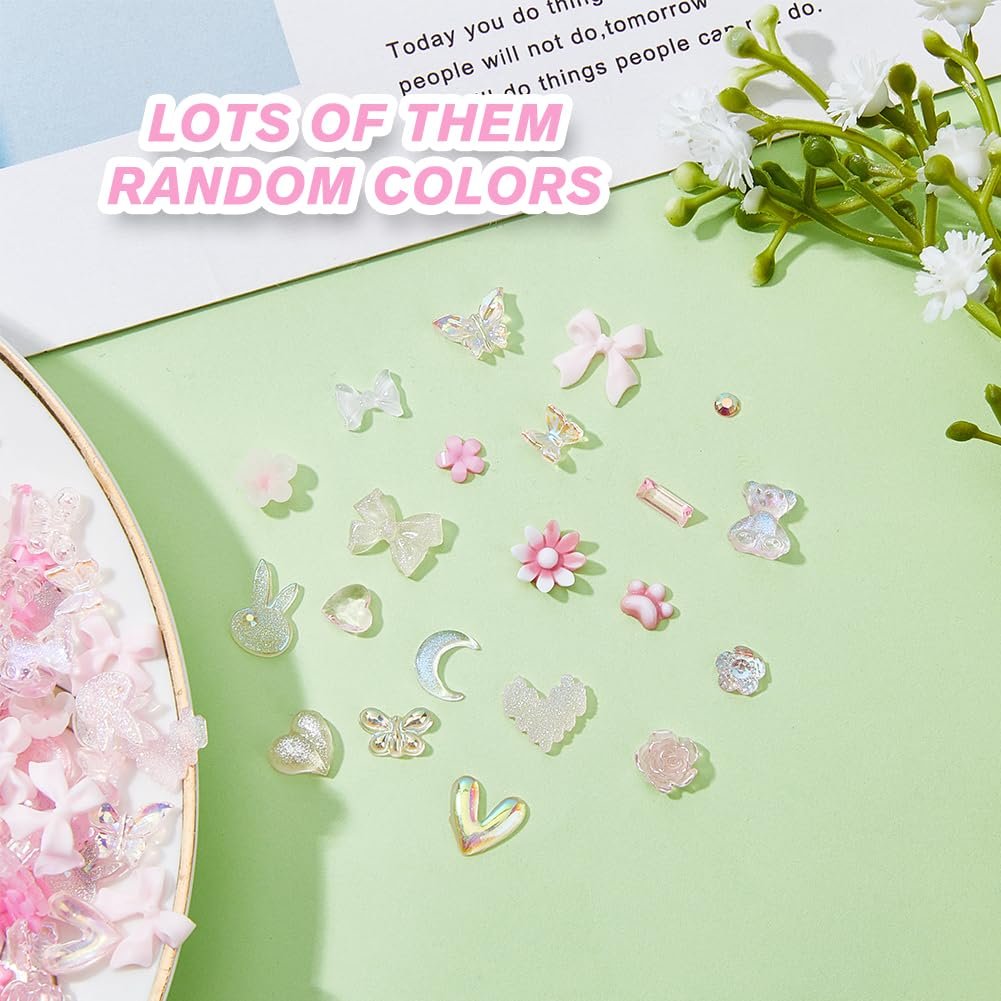 Кабошоны для ногтей Тип Цветок Роза Камелия Луна Сердце Медведь Сирень 4 пакета/коробка, фото №4