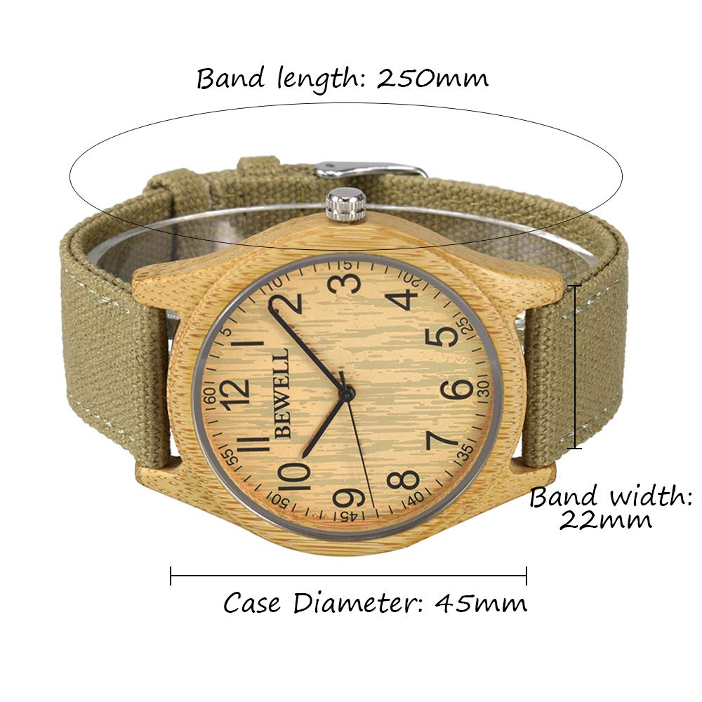 Часы BEWELL W134A Унисекс Деревянные Аналоговые Японский Кварцевый Механизм с Нейлоновым Ремешком, фото №3