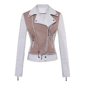 Куртка мотоциклетная E-girl из искусственной кожи P8820 Женская приталенная на молнии с лацканами короткая - Фото 1