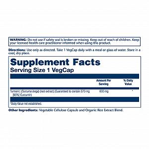 Turmeric Root Extract One 600mg 30 vcaps