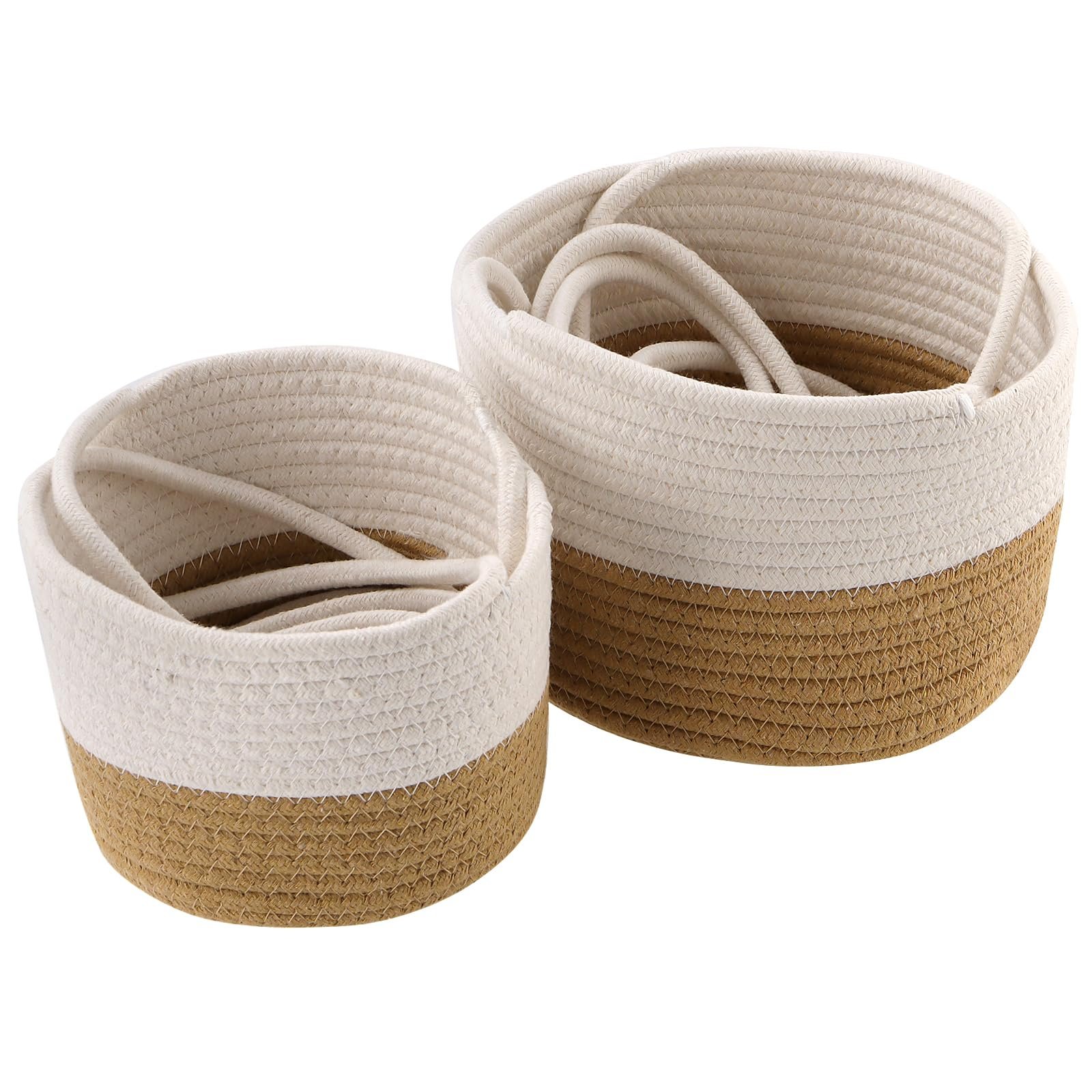 Набір підвісних кошиків для рослин KEILEOHO 4 шт. 14 см та 20 см бавовняні плетений, фото №6