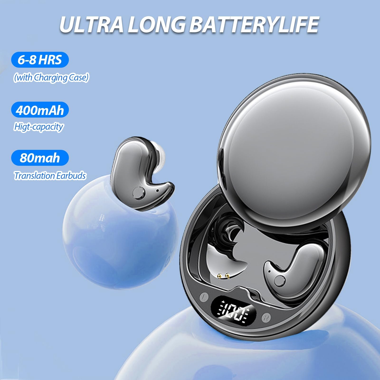 Навушники для перекладу Bluetooth 5.4 V05 AI, з перекладом 144 мовами в реальному часі, сумісні з iOS та Android, фото №3