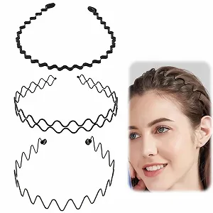 Набор обручей для волос унисекс Волна Черный - Фото 1