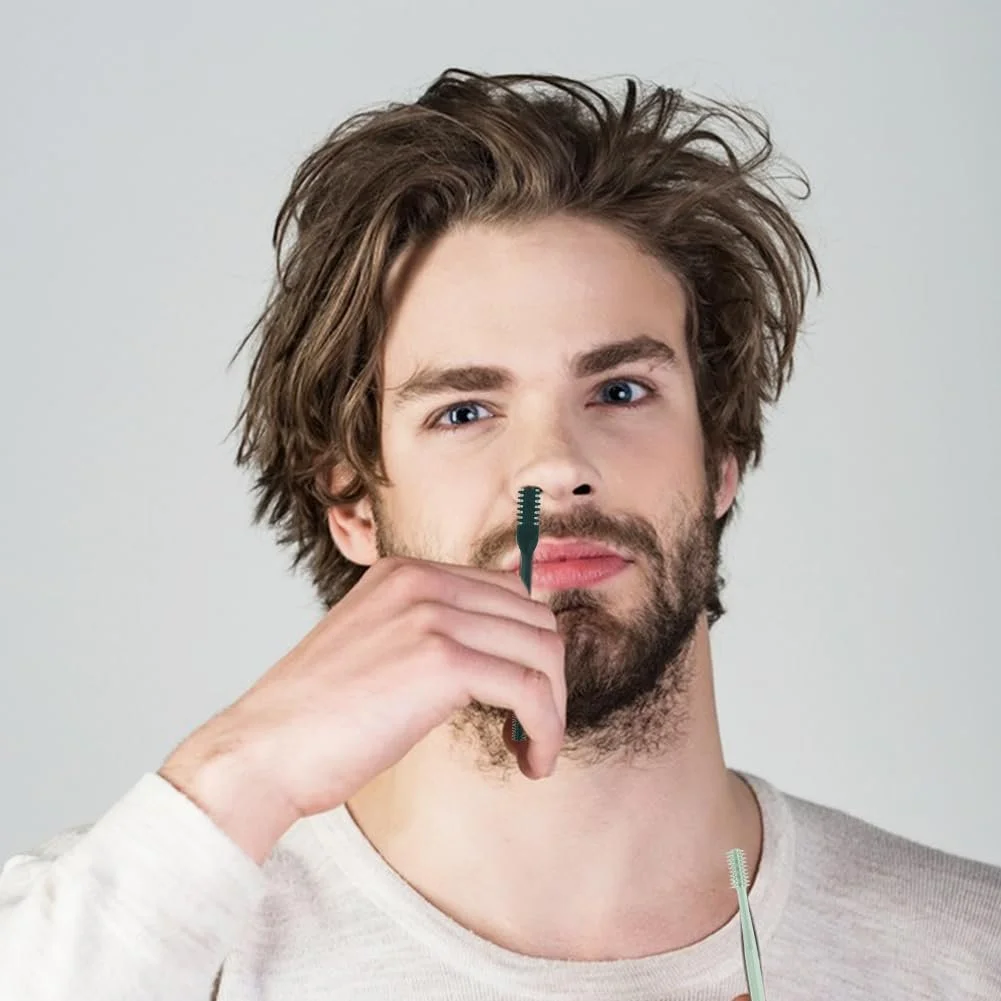 Тример для носу 2 в 1 5 штук 360° обертовий інструмент для видалення волосся з носу портативний мануальний двосторонній, фото №3