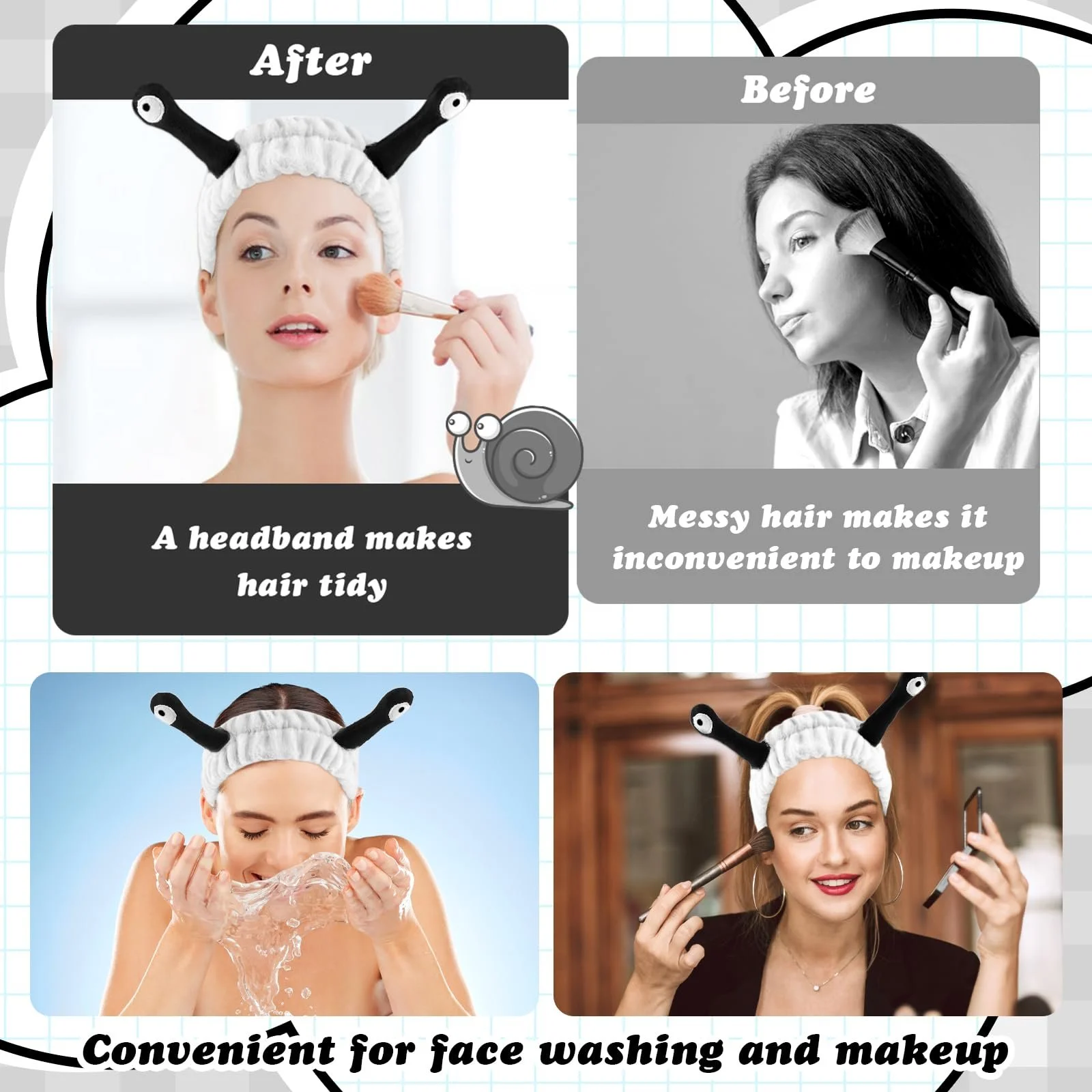 Пов'язка на голову Sibba для вмивання обличчя, фото №5 Пов'язка на голову Sibba для вмивання обличчя, фото №5