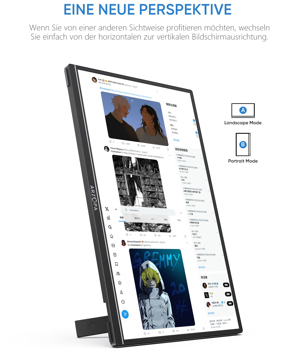 Монітор портативний 16" Arzopa Z1RC 2.5K IPS 60 Гц, фото №5