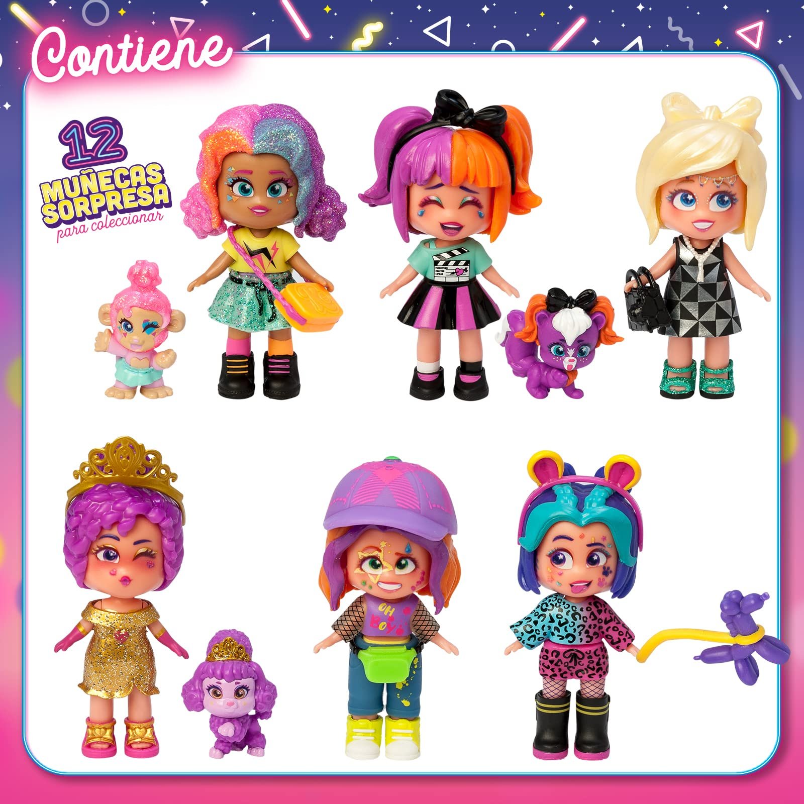 Коллекционная кукла-сюрприз KOOKYLOOS Party Time Series с модными аксессуарами, одеждой, обувью, игрушками и 3 забавными выражениями лица, включает полную коллекцию, фото №7