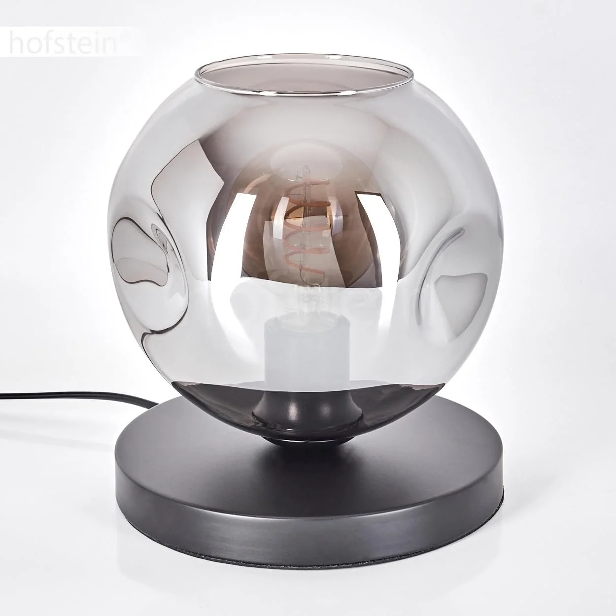 Настільна лампа Ripoll Метал/Скло Ретро/Вінтаж Ø 20 см Перемикач на кабелі 1 x E27 Без лампи Чорний/Димчастий, фото №9