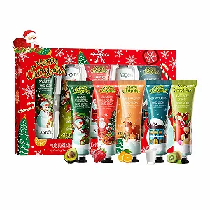 Набор кремов для рук из 5 мини-кремов для рук с фруктовыми экстрактами, крем для рук для очень сухой кожи, рождественские подарки для жены, матери, девушки, небольшие рождественские подарки 5 x 30 г - Фото 1