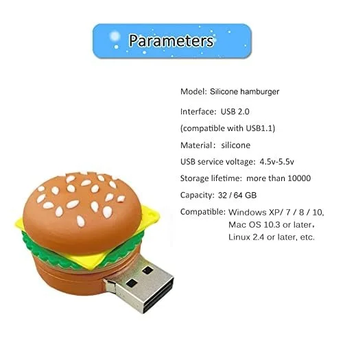USB-накопичувач BorlterClamp Hamburger Shape 64ГБ USB 2.0, фото №4 USB-накопичувач BorlterClamp Hamburger Shape 64ГБ USB 2.0, фото №4