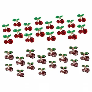 Украшения для ногтей Вишня FRCOLOR 96 штук Фруктовые подвески для ногтей с блестками Хрустальные вишневые подвески Объемные 3D маленькие стразы из сплава synthetic.ua - Фото 1