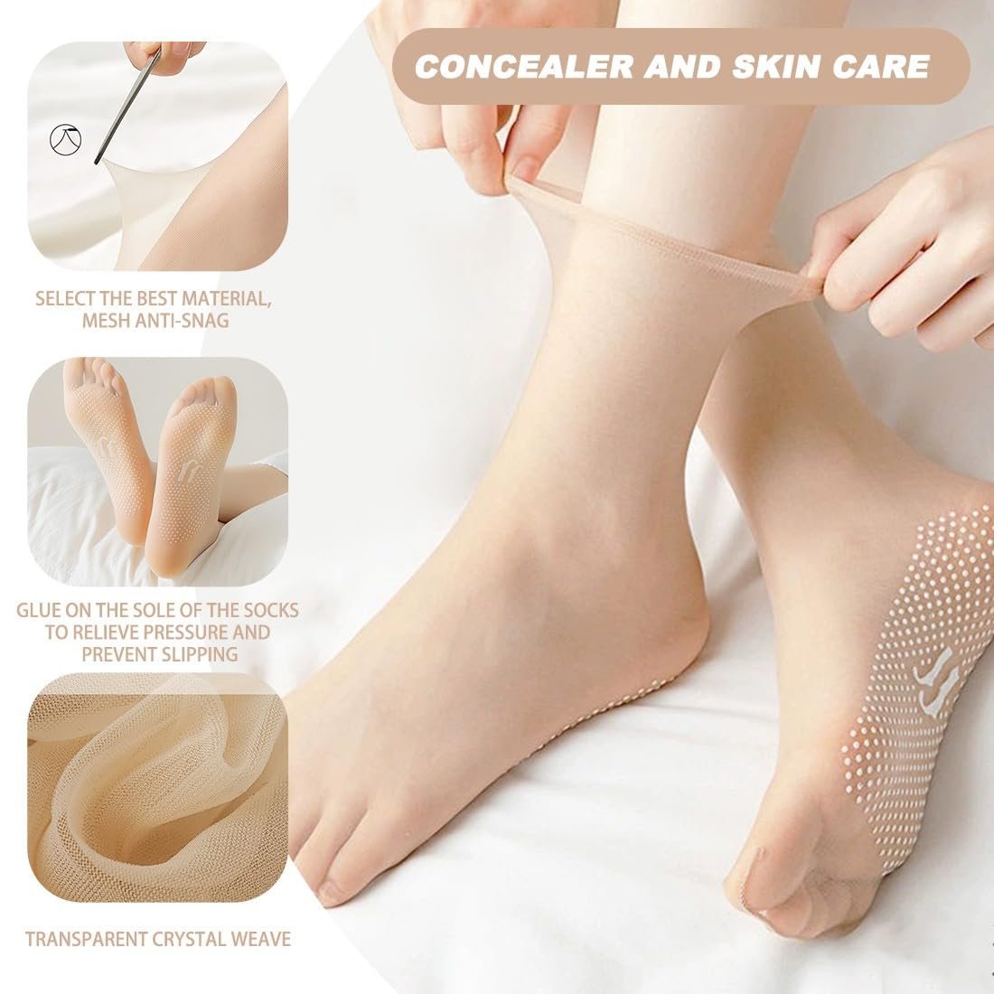 Носки Прозрачные Женские Нейлоновые Тонкие Летние Шелковые, 10 пар, Один Размер, фото №5