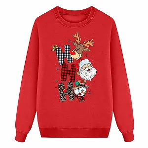 Детский свитшот без капюшона 2026 Winter Kids Christmas Deer Santa Claus and Snowman Print (детский размер) - Фото 1
