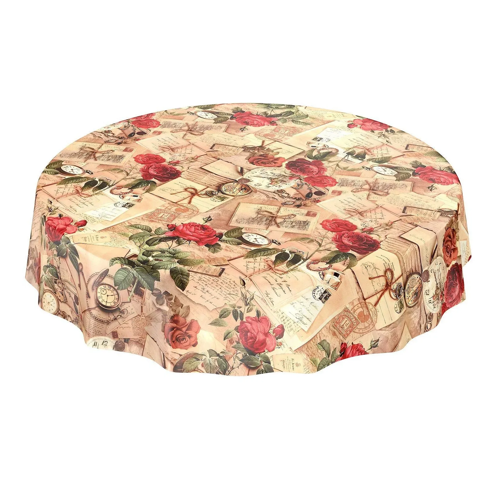 Скатертина-клейонка ANRO Country House Roses Letters кругла 120 см, фото №1