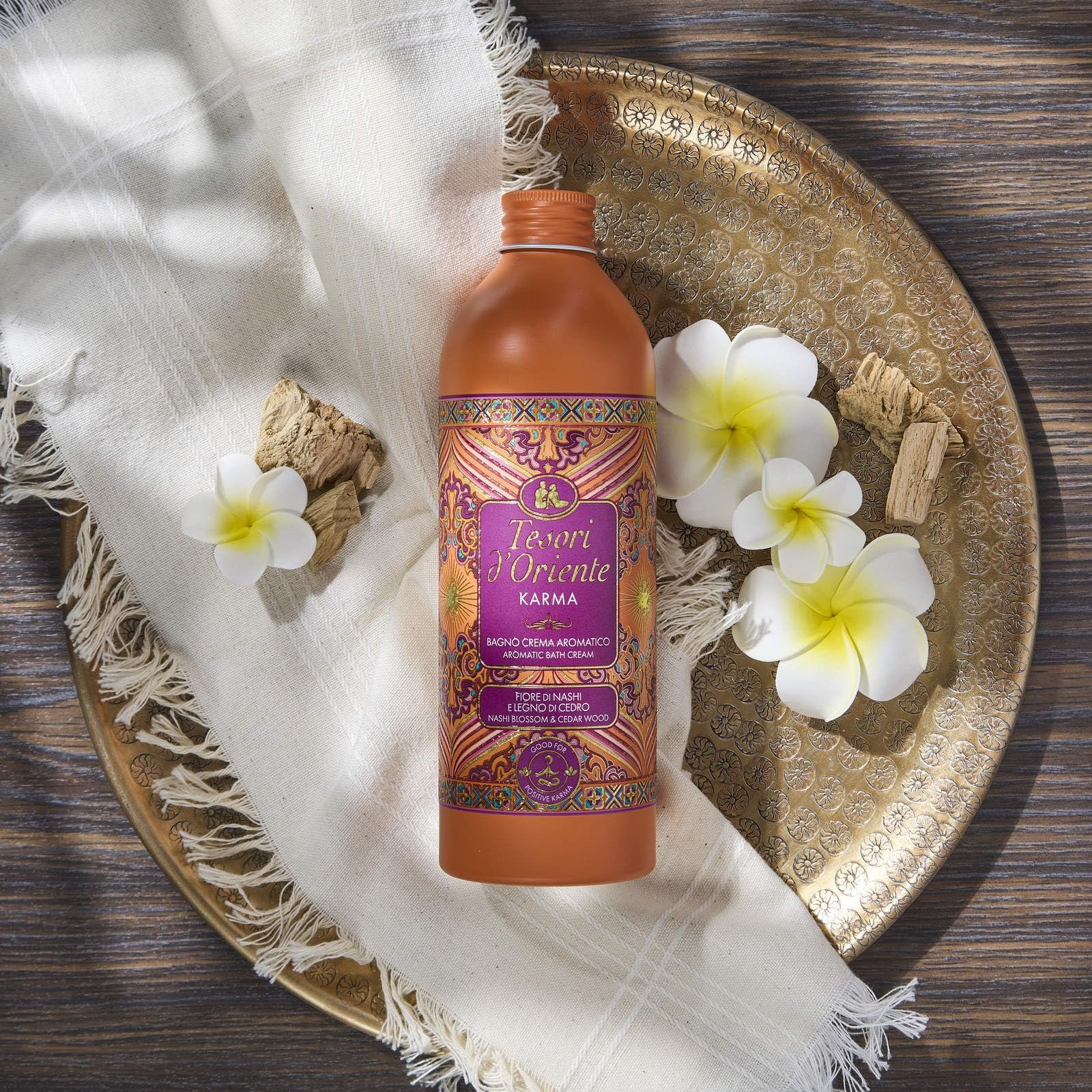 Набір для душу та ванни Tesori d'Oriente Karma Ароматичний крем-гель та крем-піна Лимон, бергамот і кедр, фото №6