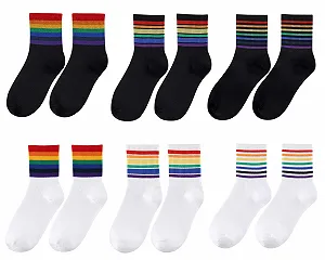 Носки CHIC DIARY Regenbogen Набор Короткие носки Спортивные носки Женские Девочки Полосатые теннисные носки synthetic.ua - Фото 1