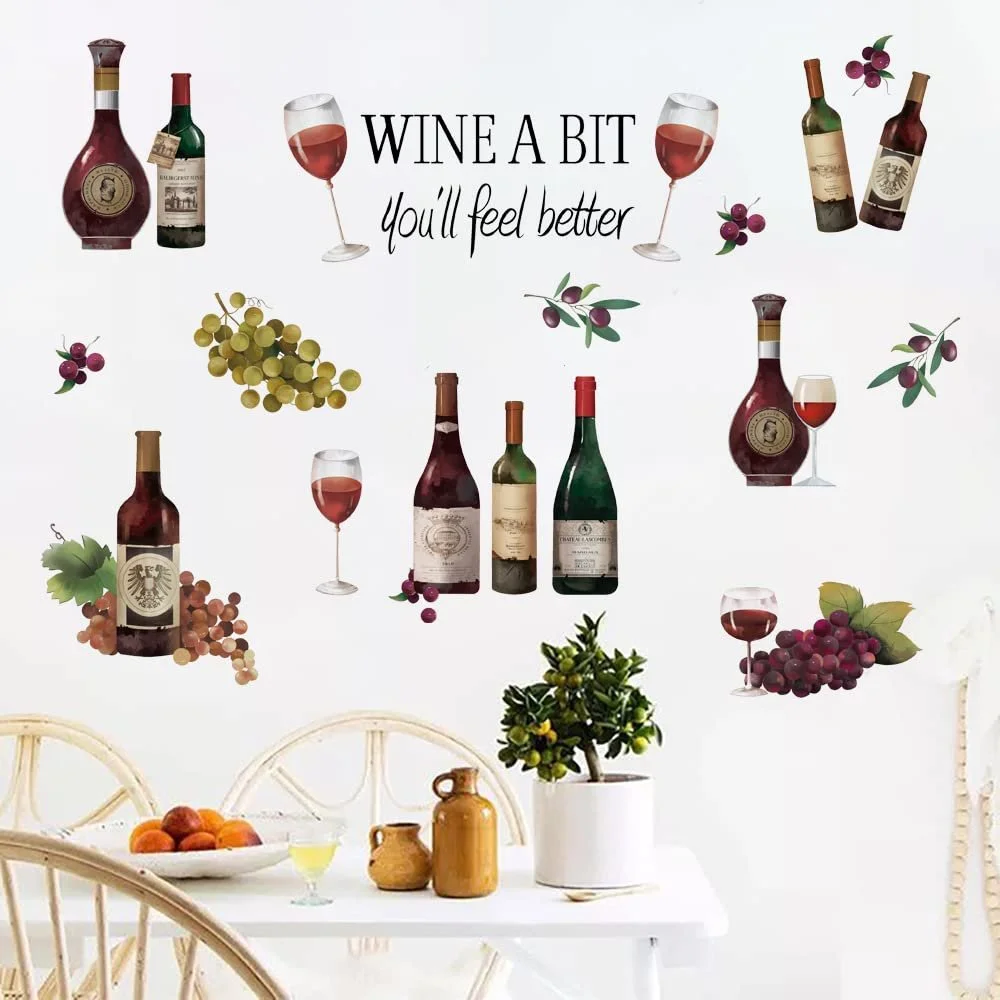 Наклейка на стіну Runtoo Vine Wine Bottle Kitchen, фото №2