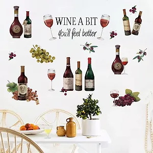 Наклейка на стіну Runtoo Vine Wine Bottle Kitchen synthetic.ua - Фото 1