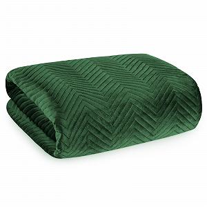 Покрывало стеганое двухстороннее Design91 Бархат & Микрофибра Для кровати и дивана Sofia, темно-зеленый, 170 x 210 см synthetic.ua - Фото 1