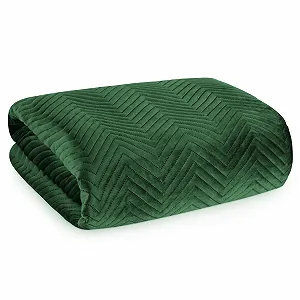 Покривало стьобане двостороннє Design91 Оксамит & Мікрофібра Для ліжка та дивана Sofia, темно-зелений, 170 x 210 см synthetic.ua - Фото 1