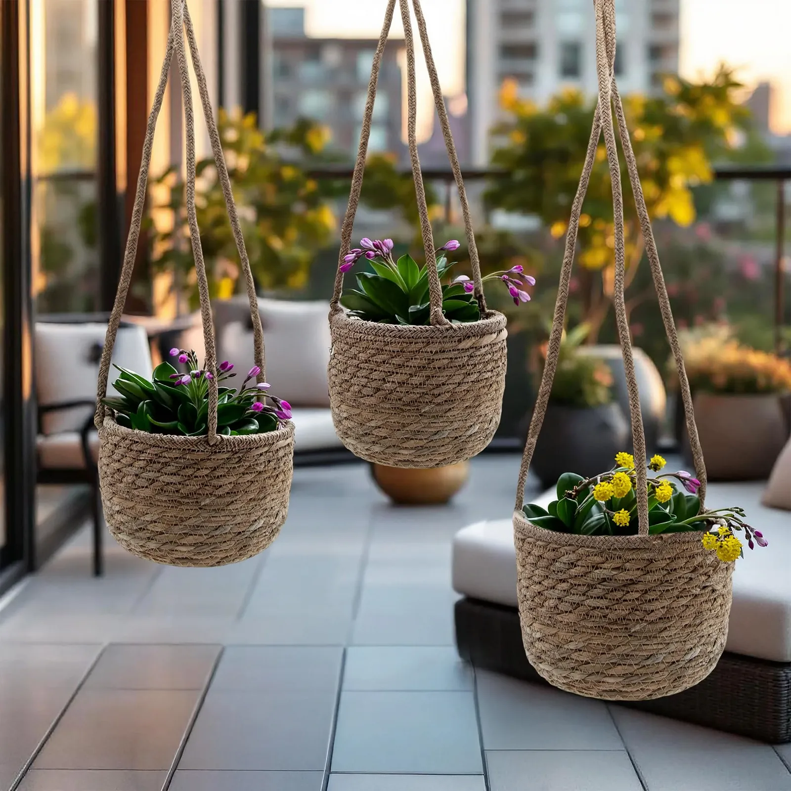 Підвісні корзини Spetebo з морської трави Набір з 3 шт. Натуральний 23/20/17 см, фото №7 Підвісні корзини Spetebo з морської трави Набір з 3 шт. Натуральний 23/20/17 см, фото №7