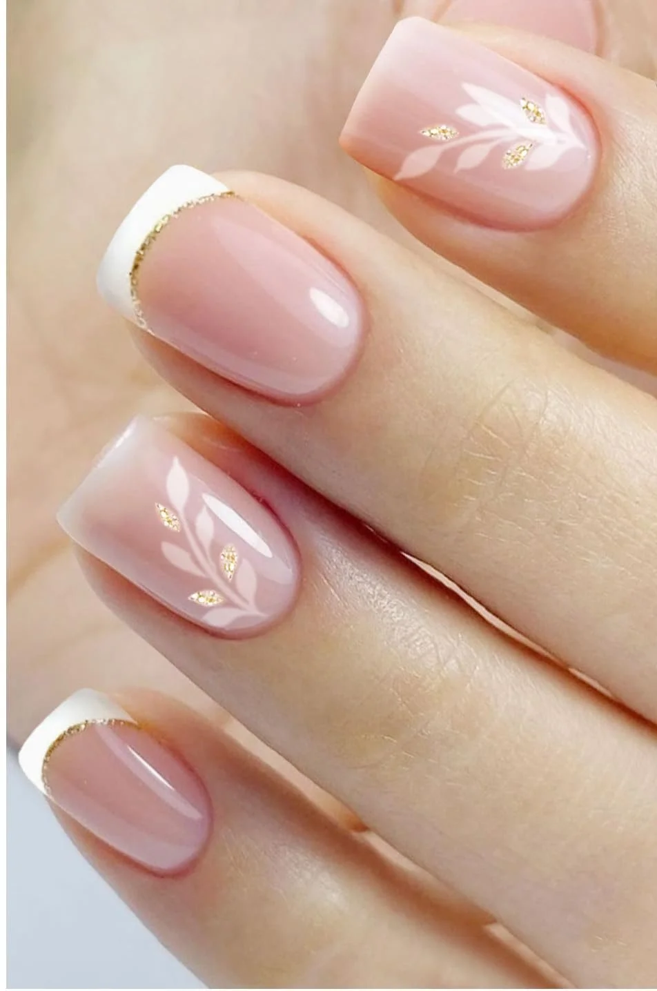 Гелевые полоски для ногтей JMEOWIO Nail Foil UV Hardening White Leaves with French Tip 20 штук, фото №3