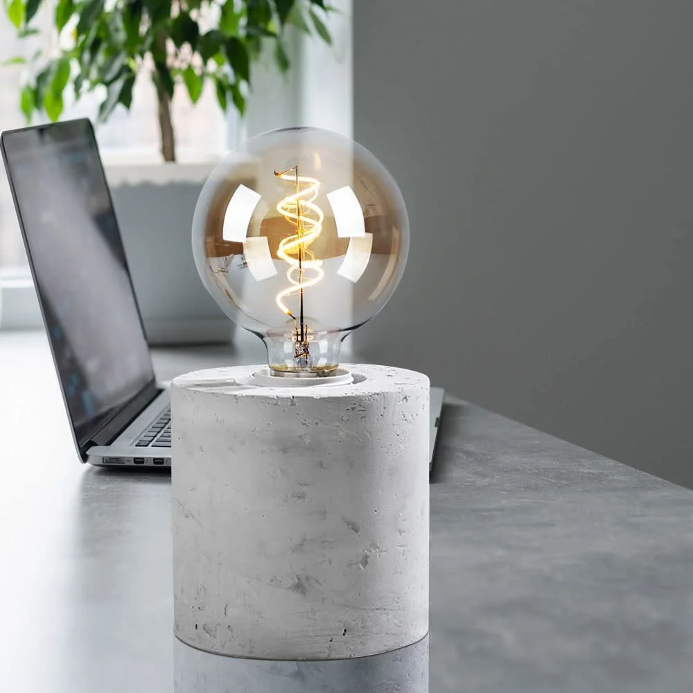 Настільна лампа etc-shop E27 Бетон 10 x 10 см Сіра без абажура, фото №3