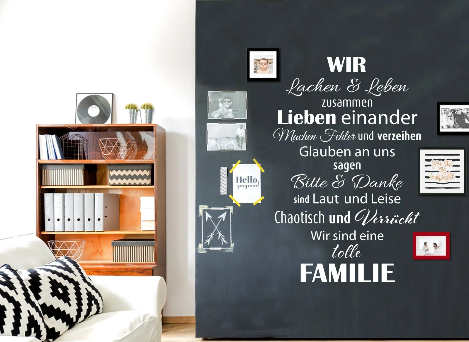 Наклейка на стіну W3301 "Wir sind eine tolle Familie" 58 x 90 см Чорний, фото №4