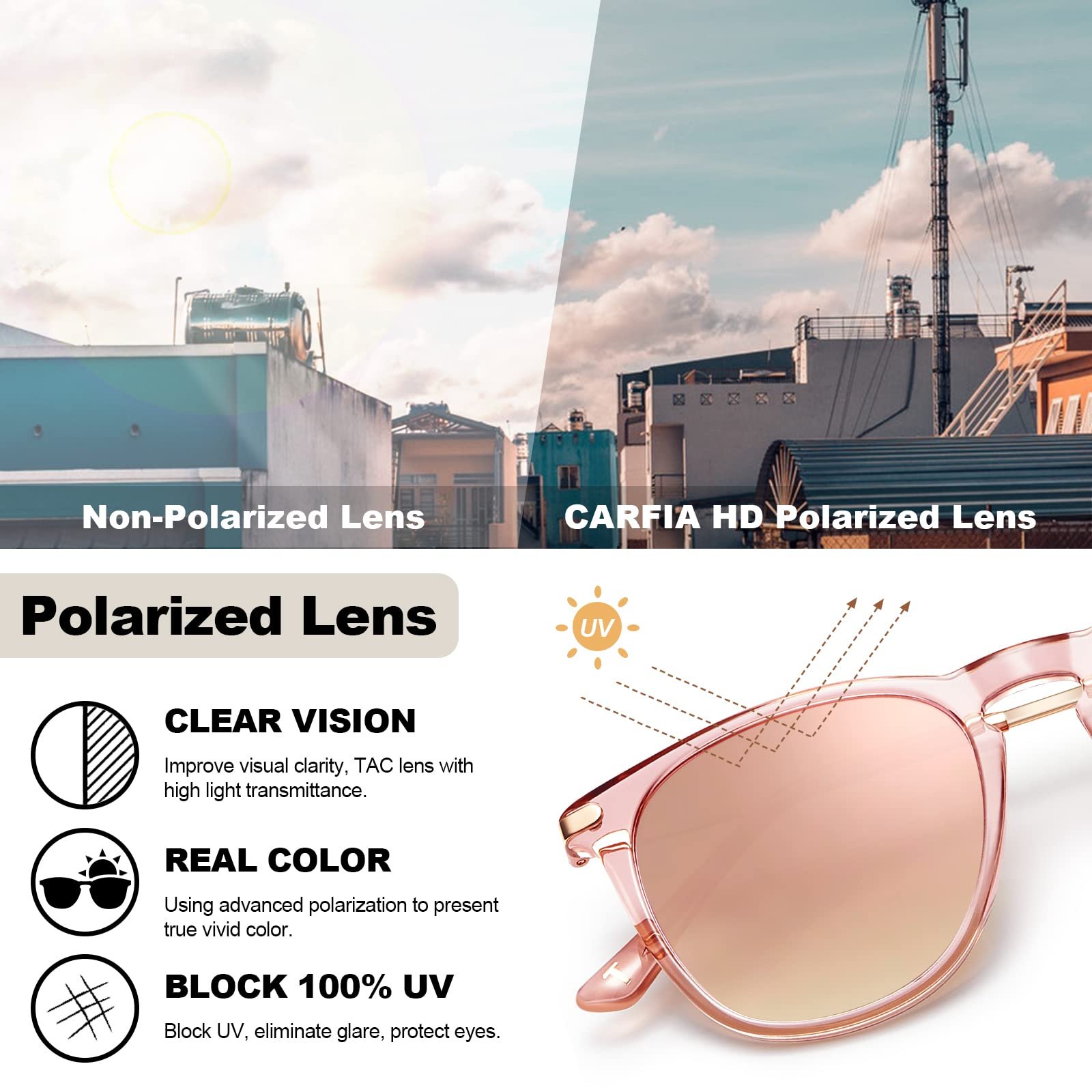 Сонцезахисні окуляри Vintage CARFIA Поляризовані Чорна оправа, сірі лінзи, 1, фото №8