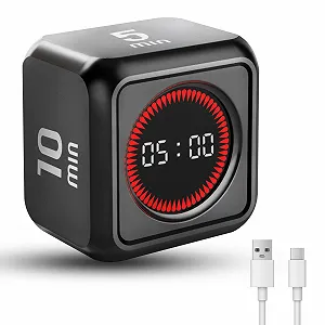 Таймер-куб с LED-дисплеем гравитационным сенсором и 4 режимами USB-C Черный - Фото 1