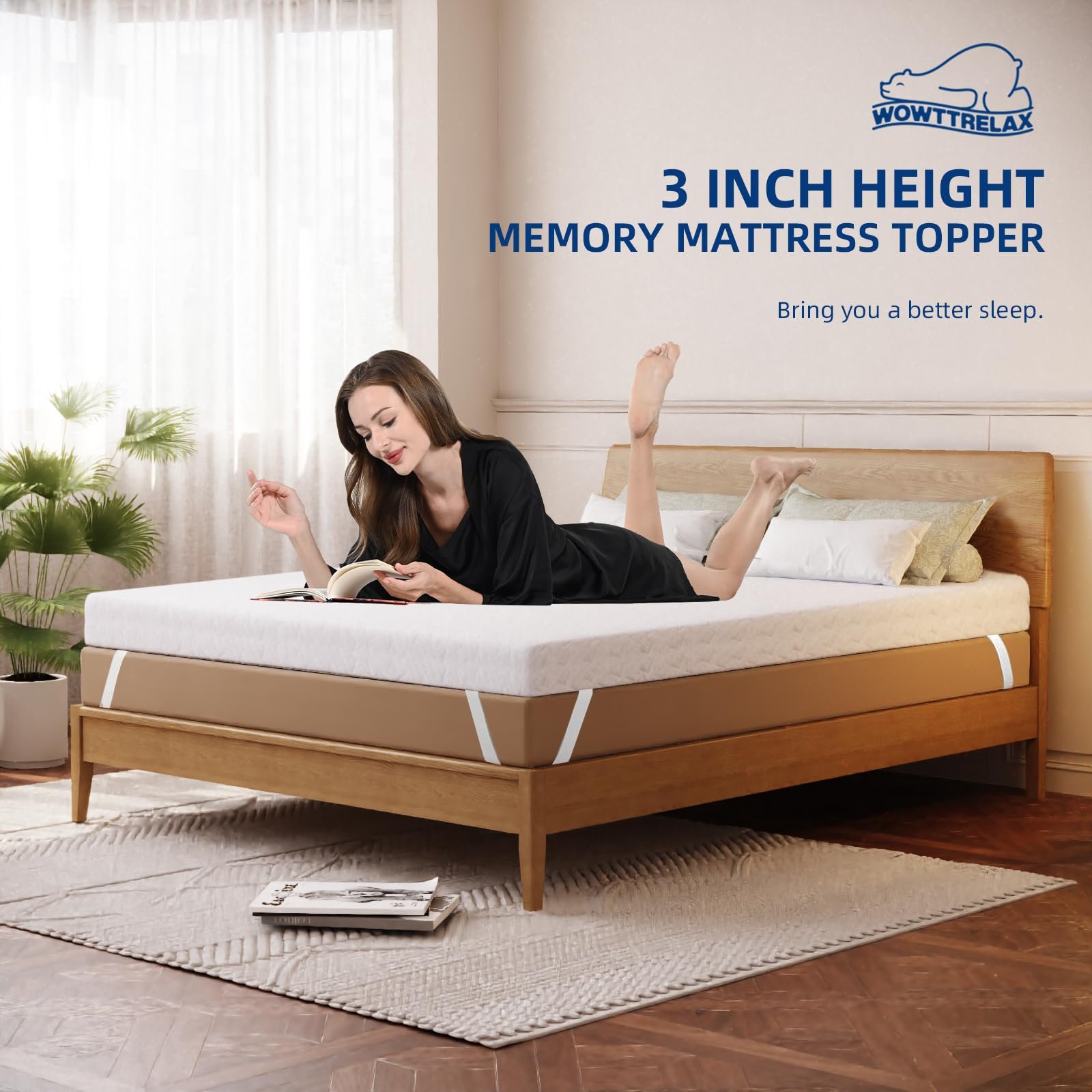 Топпер для матраса wowttrelax Memory Foam Small Double 7 см Orthopaedic Cooling для облегчения болей в спине со стирающимся чехлом, фото №8