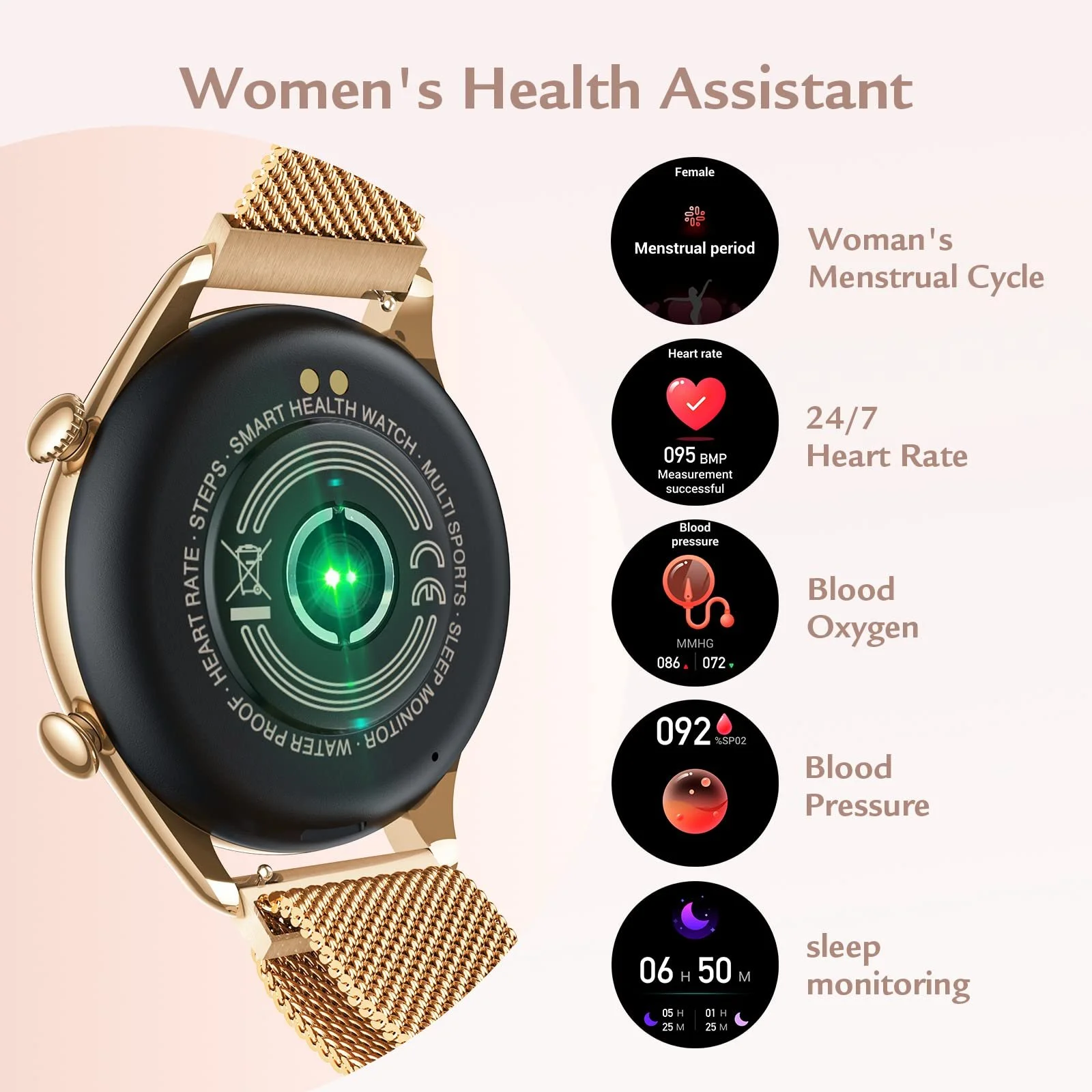 Смартгодинник Жіночий 1.32 Дюймовий Круглий, фото №3