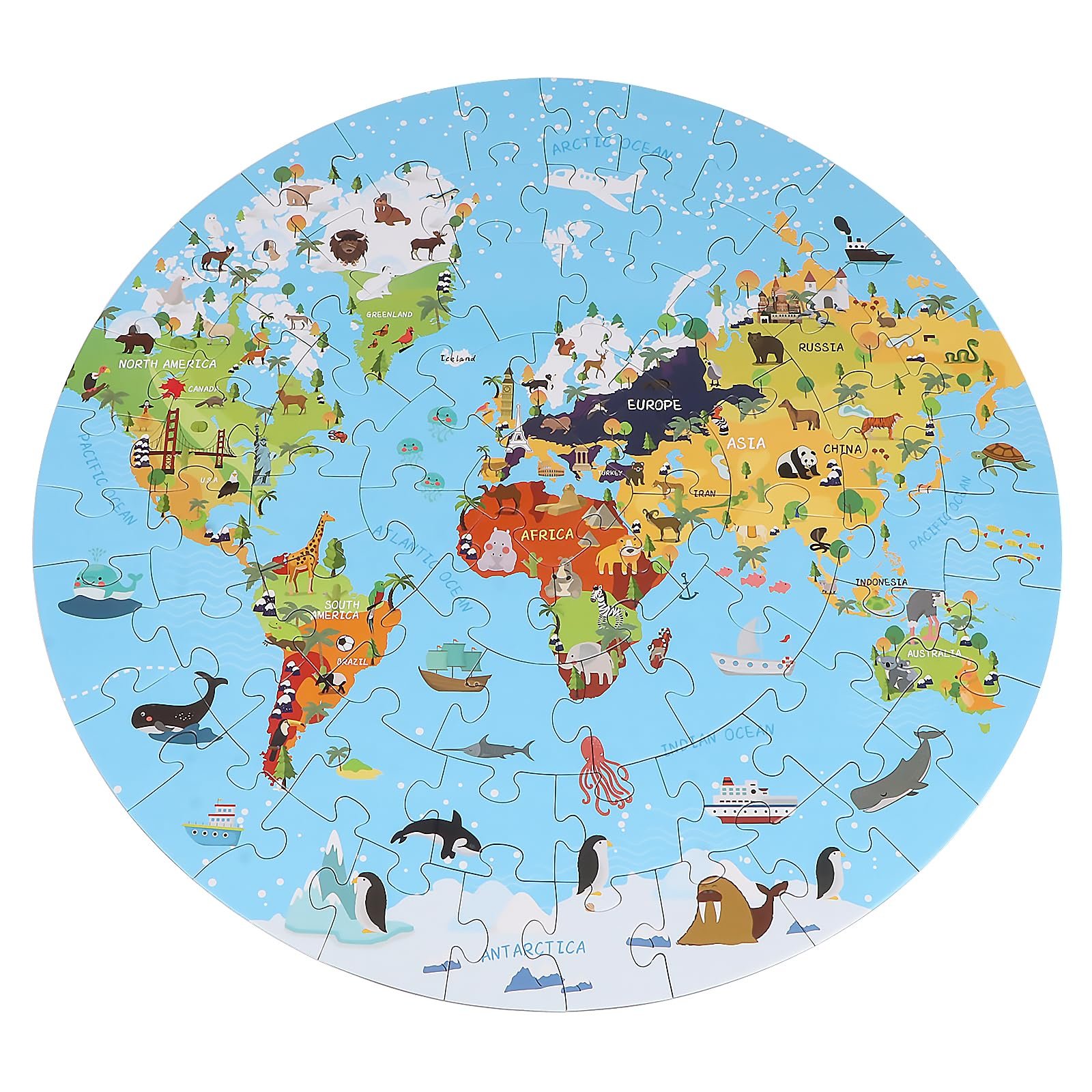 Пазл Карта мира Круглая карта 70 элементов, фото №8