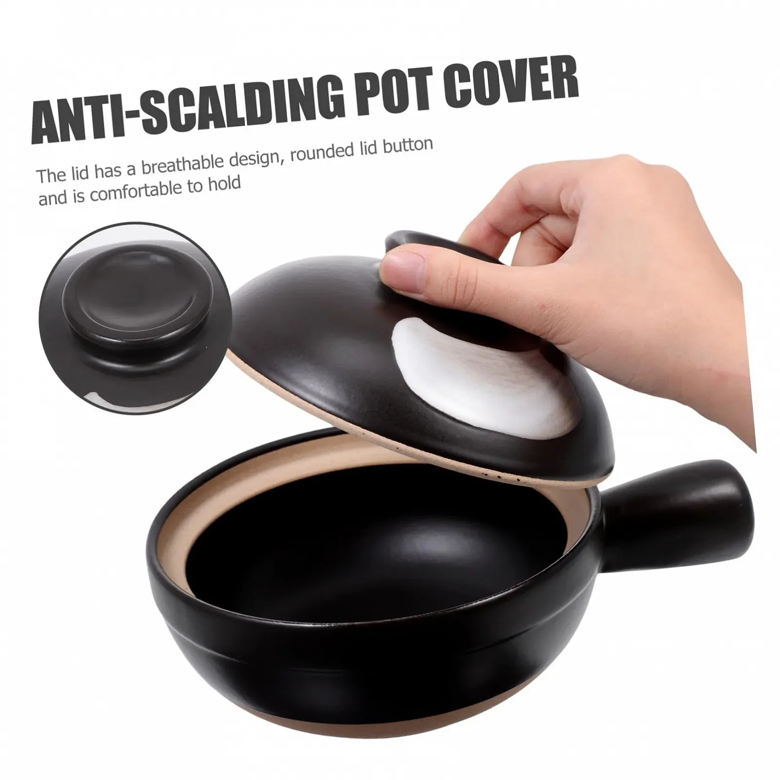 Керамическая кастрюля Garneck С крышкой С одной ручкой Малая Жаростойкая, фото №4