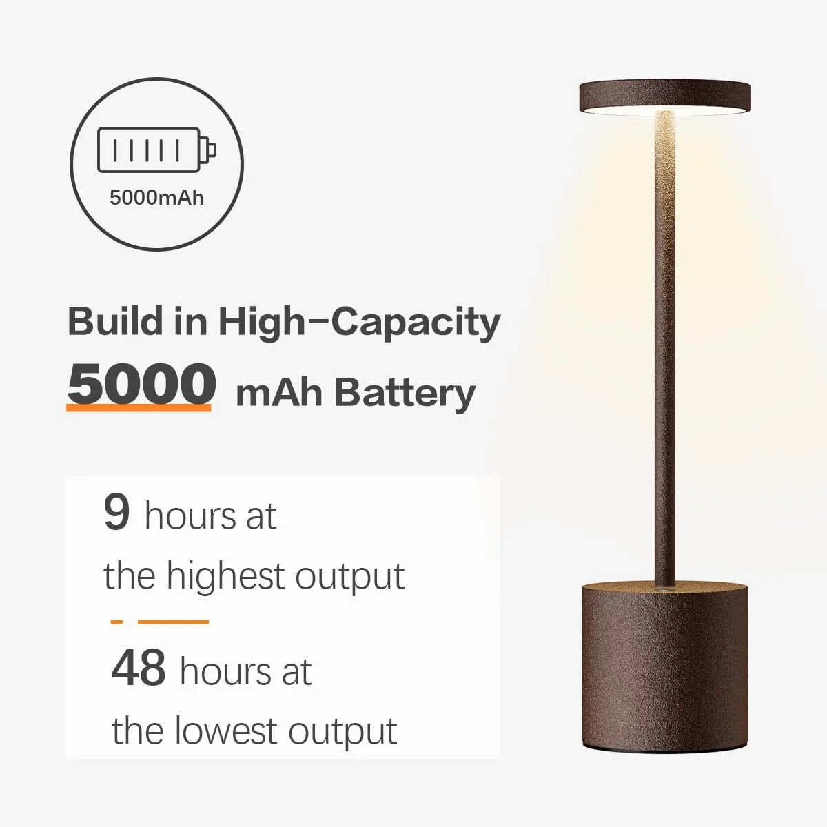 Настільна лампа LED 5000 mAh Бездротова Акумуляторна USB з регулюванням яскравості 3 режими кольору, фото №2
