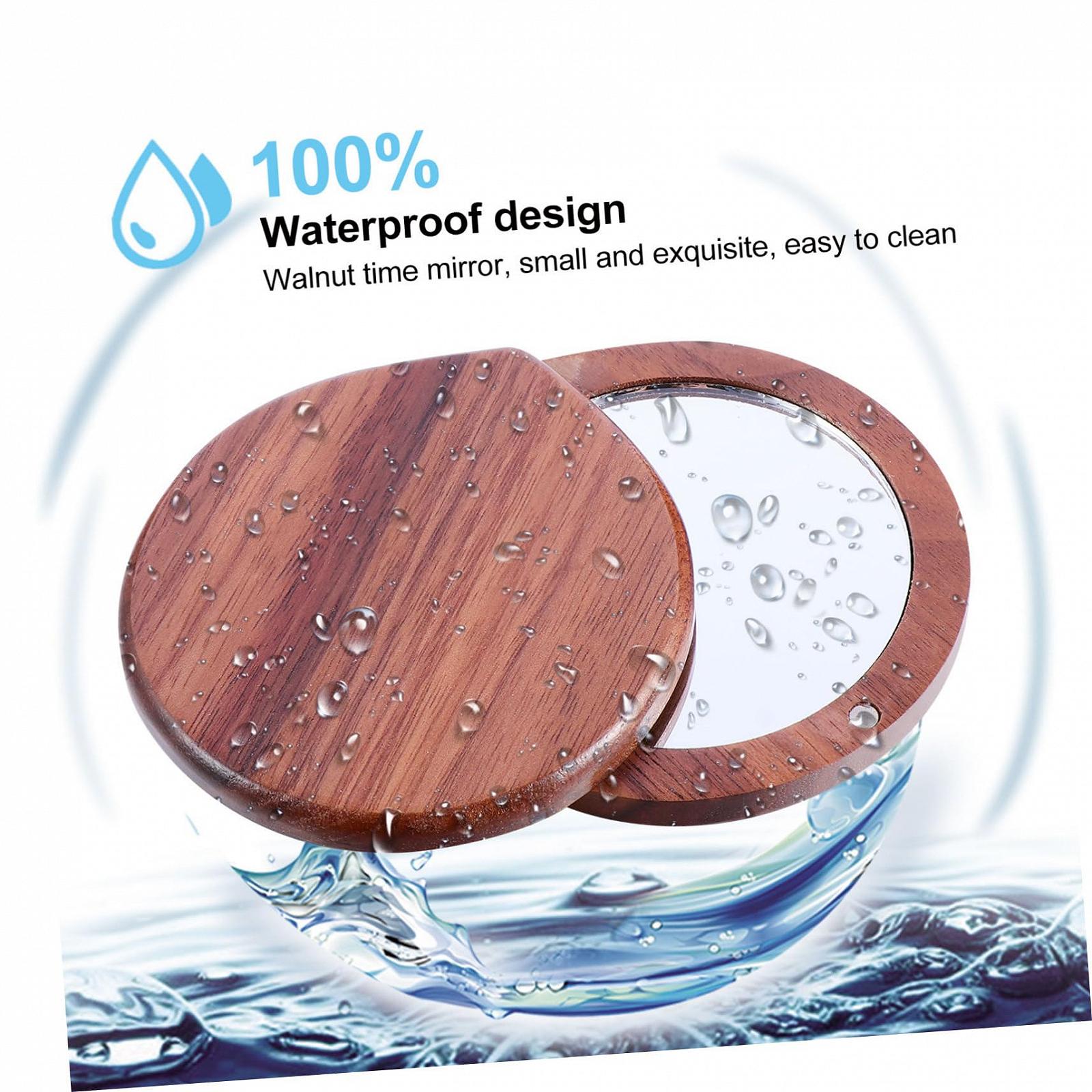 Зеркало Angoily Portable 2 x Cosmetic Folding Pocket Makeup Round Compact Travel Walnut, фото №6