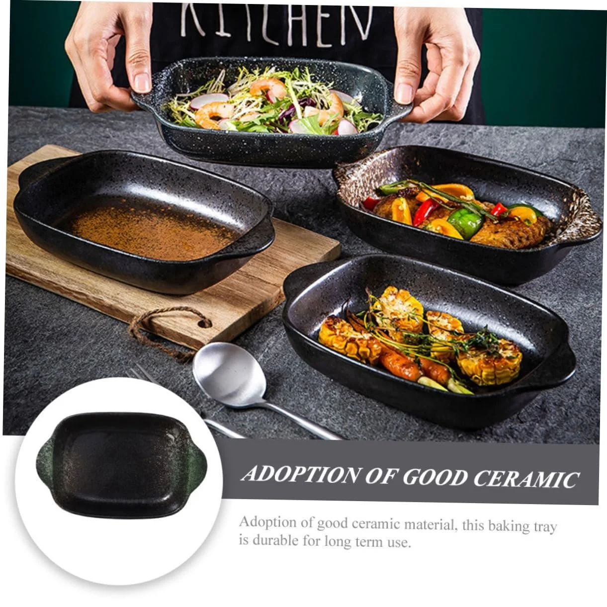 Противень для запекания Керамический с Ручками Белый, фото №6