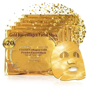 Гелевая Маска для Лица Crystal Collagen Gold 24k - Роскошная Антивозрастная Гелевая Маска, Тканевая Маска - Увлажняющая и Омолаживающая (Упаковка 20 шт.) - Фото 1