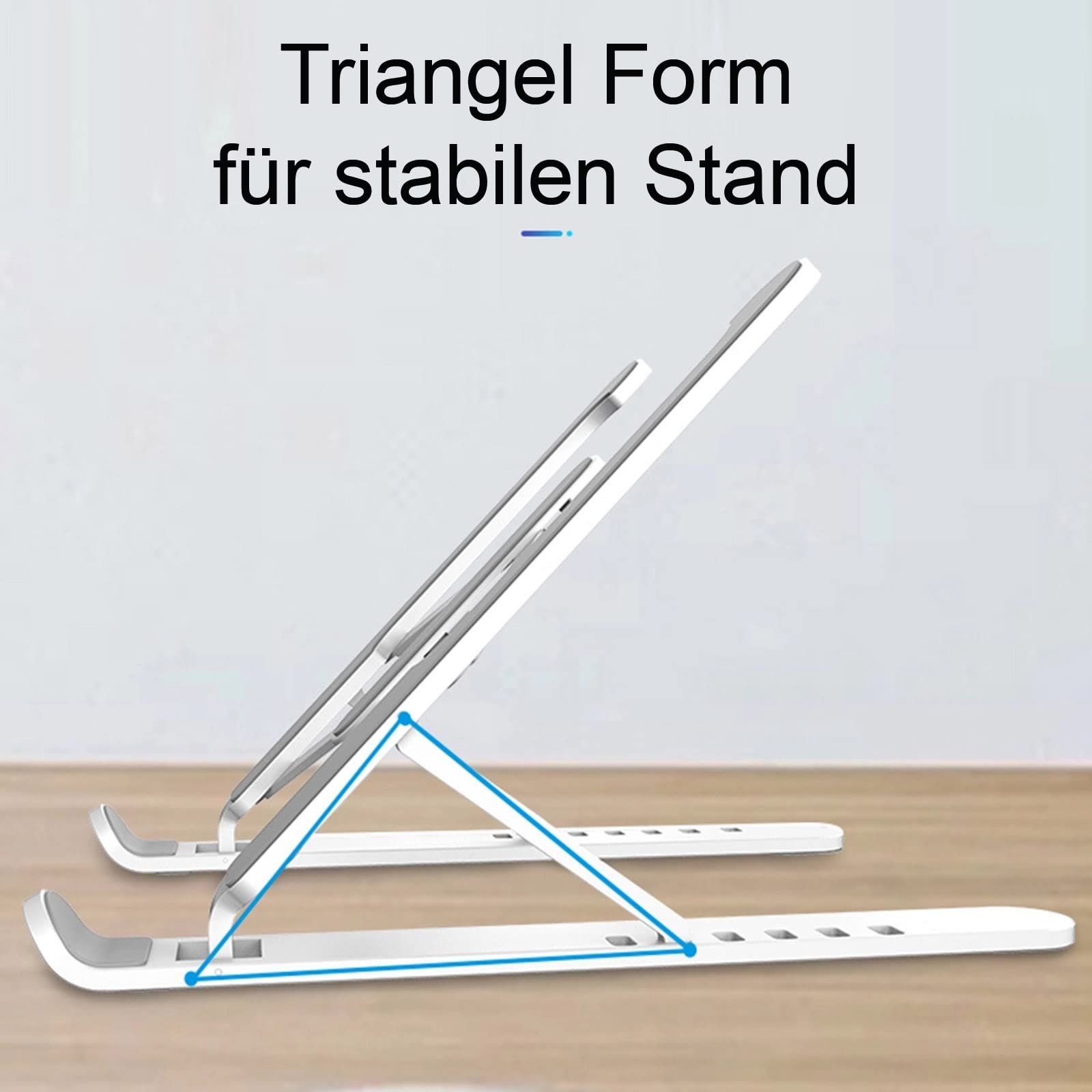 Подставка для ноутбука складная алюминиевая регулируемая по высоте (белая), фото №3