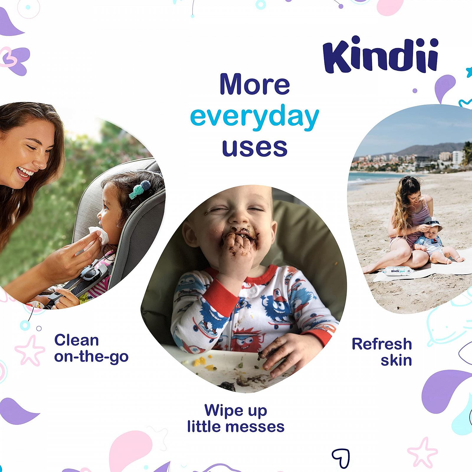 Серветки дитячі Kindii Pure Water 99% 720 штук, фото №6