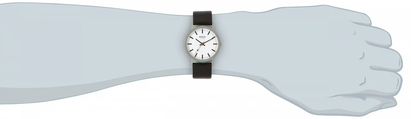 Годинник Boccia Чоловічий Шкіряний 521-03 Чорний / Білий Ремінець, фото №2